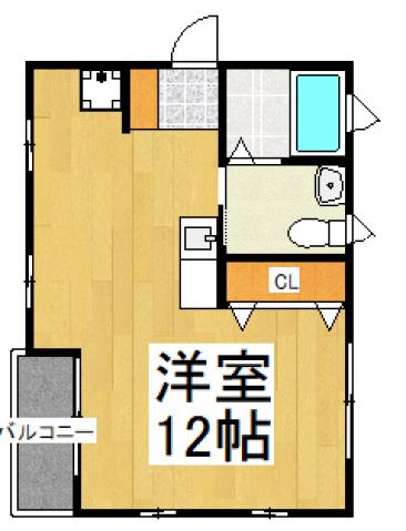パインハースト(ワンルーム/2階)の間取り写真