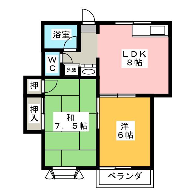 アト・イーズ葛川 B(2LDK/2階)の間取り写真