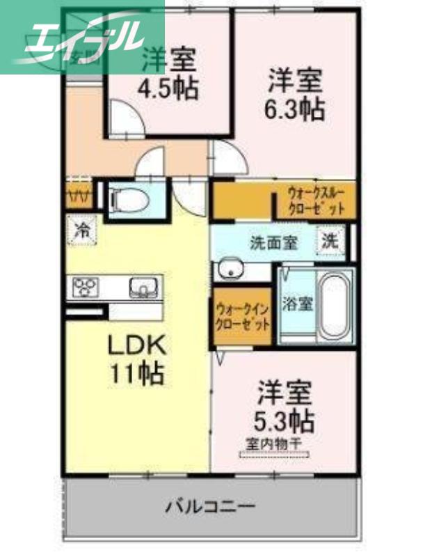 BONHEURAVOUS(3LDK/3階)の間取り写真