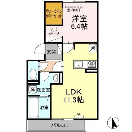 プレミアステイツS(1LDK/1階)の間取り写真