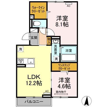 プリエール・M(2LDK/1階)の間取り写真