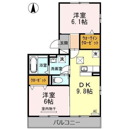 カーサボヌール(2DK/1階)の間取り写真