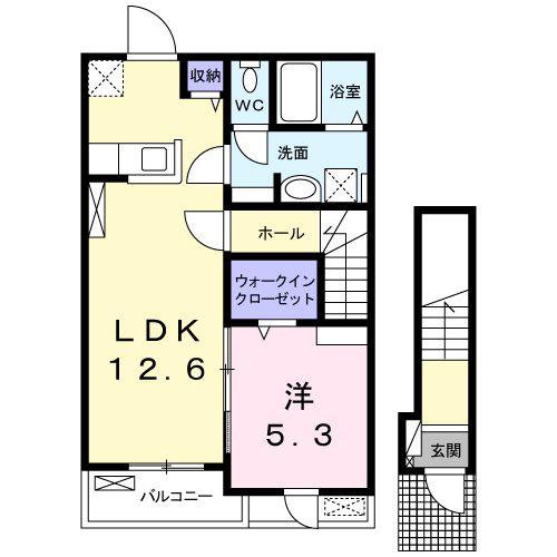 マルベリー(1LDK/2階)の間取り写真