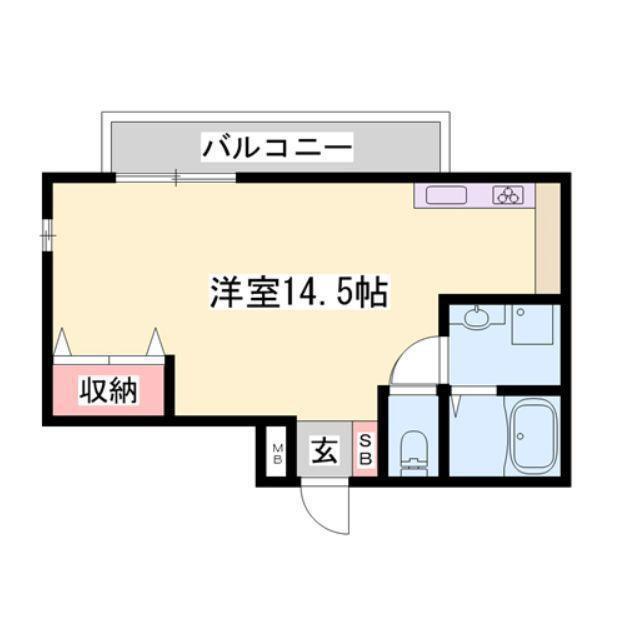 ペルル学園通(ワンルーム/2階)の間取り写真
