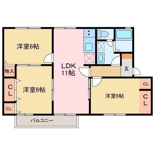 ヴィラアスカ30E(3LDK/2階)の間取り写真