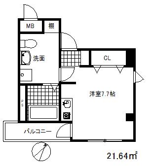 ビリオン日暮(1K/2階)の間取り写真