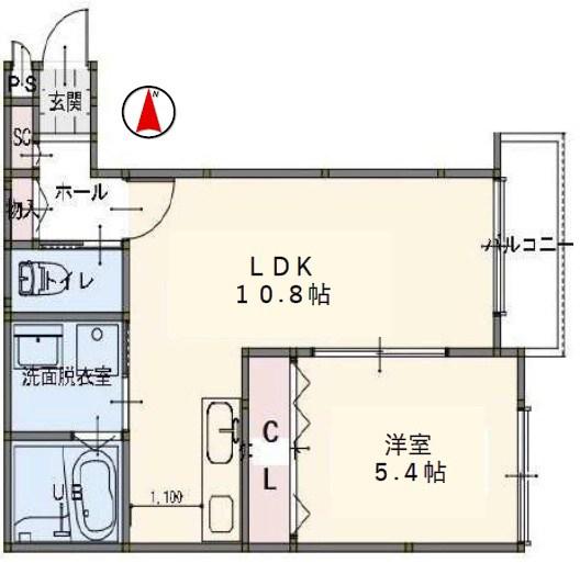 プライベートレジデンス 京都駅西(1LDK/1階)の間取り写真