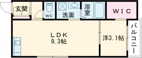 NETーK江井島(1LDK/1階)の間取り写真