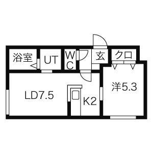 シリウス環状通東(1LDK/2階)の間取り写真