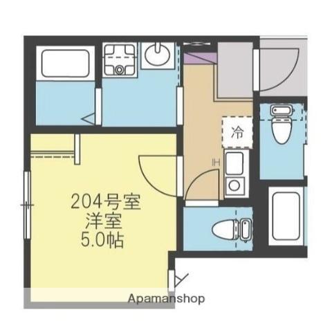 コモリベルタ(1K/2階)の間取り写真
