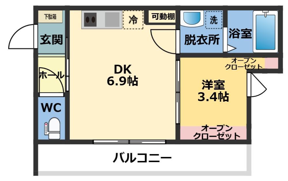 メゾン・ドゥ・アッシュ市川II(1DK/3階)の間取り写真