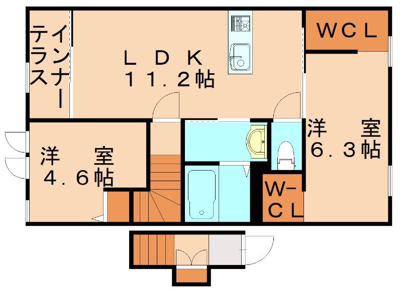 グレイスハイツ太閤(2LDK/2階)の間取り写真