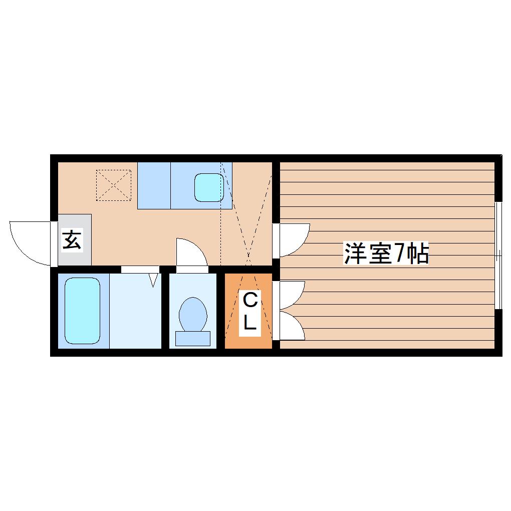 ホワイトキャッスル八木山香澄町(1K/2階)の間取り写真