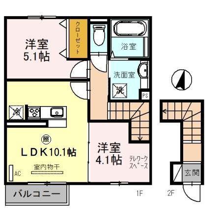 ポポの木(2LDK/2階)の間取り写真