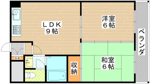 ジョイテル III(2DK/2階)の間取り写真