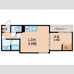 D PORTA REFINARD(1LDK/2階)の間取り写真