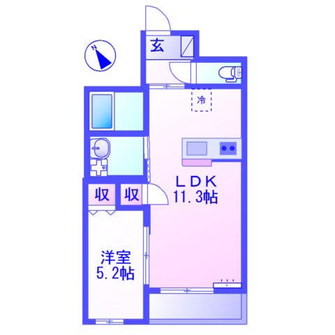 シャイン湘南(1LDK/4階)の間取り写真