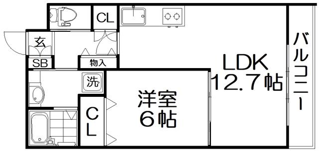 メゾンレヴナ木田町(1LDK/2階)の間取り写真