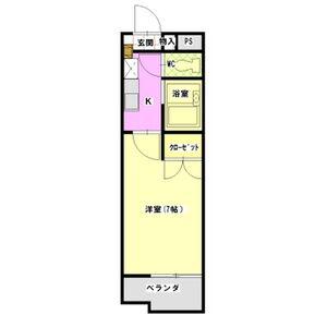 ヒルズMY(1K/1階)の間取り写真