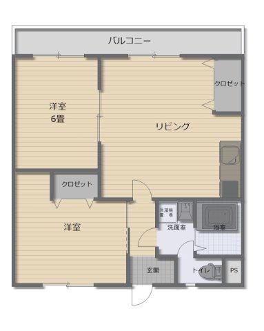 ルーミング別府(2LDK/2階)の間取り写真