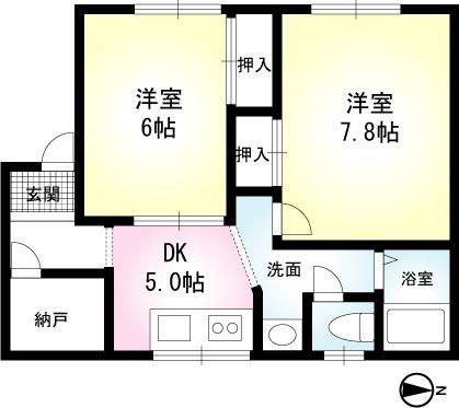 コーポ K-1(2DK/2階)の間取り写真