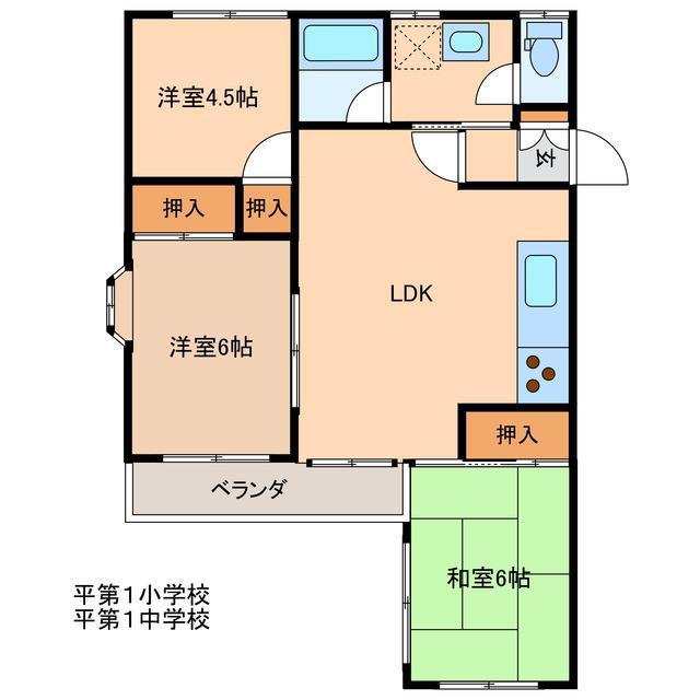 ヴィラ・ステイタス(3LDK/2階)の間取り写真