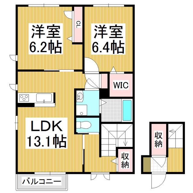 ボナールコート KATAMA(2LDK/2階)の間取り写真