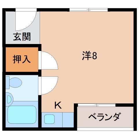 コーポホワイト南出島A棟(ワンルーム/2階)の間取り写真