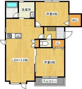 グランドソレーユB(2LDK/1階)の間取り写真