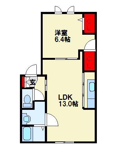ローズガーデン(1LDK/2階)の間取り写真