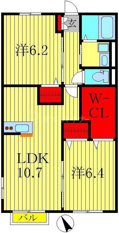 グランシャリオ(2LDK/2階)の間取り写真