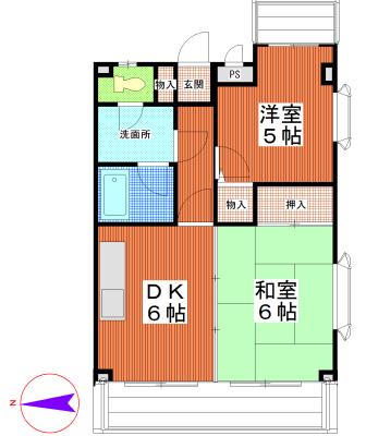 ドミールゆうえん(2DK/1階)の間取り写真
