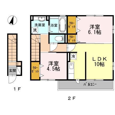 ガーデンハウス(2LDK/2階)の間取り写真