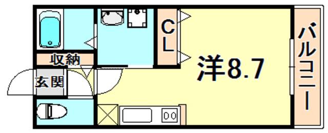 モンテマーレ北野(ワンルーム/9階)の間取り写真