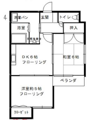金栄ビル西館(2DK/5階)の間取り写真