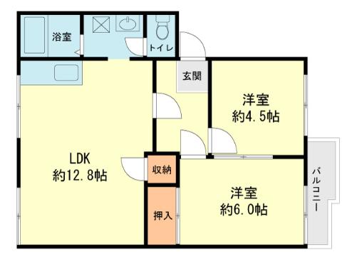アネックス那珂川(2LDK/2階)の間取り写真
