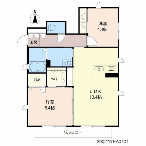 クオレール宇宿 (2LDK/1階)の間取り写真