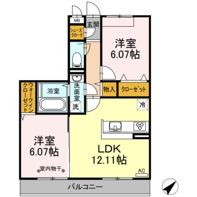 K-コーポ(2LDK/2階)の間取り写真