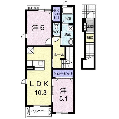 サンリット コリーヌ(2LDK/2階)の間取り写真