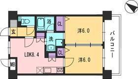 コンダクト福岡東(2LDK/6階)の間取り写真