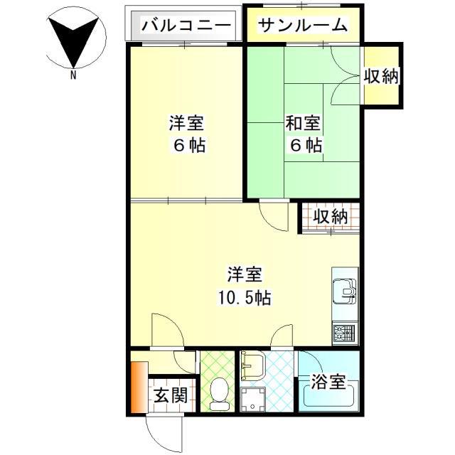 ライフフィールド(2LDK/4階)の間取り写真