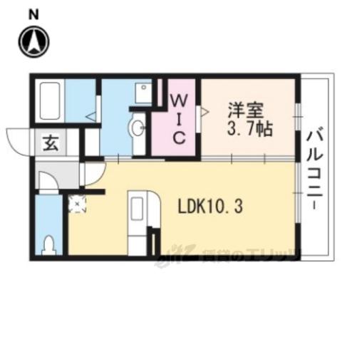 グレース洛西口 B棟(1LDK/1階)の間取り写真