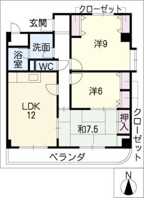 サンメゾン大宮(3LDK/6階)の間取り写真