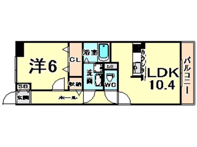 アニメート松下1号館(1LDK/2階)の間取り写真