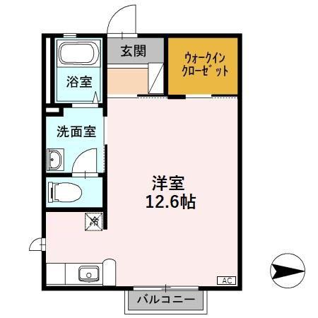 新潟県長岡市 2階建 築20年(1K/2階)の間取り写真