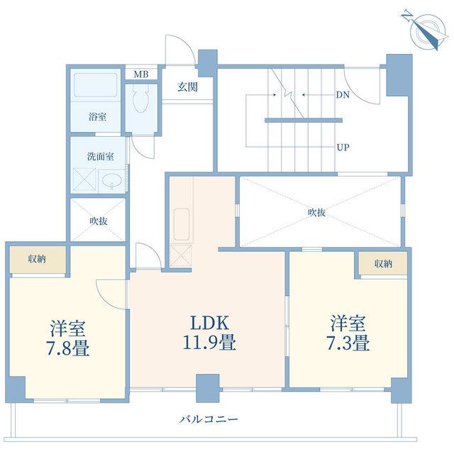 フローラルガーデン(2LDK/3階)の間取り写真