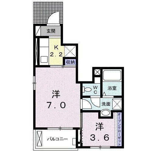 リヴェール コート(1LDK/1階)の間取り写真