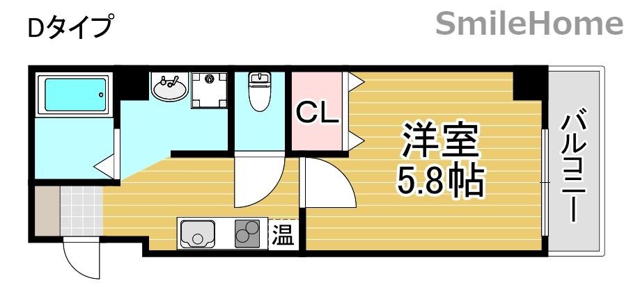 みおつくし清水丘(1K/1階)の間取り写真