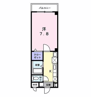 ジェルメ行伊(1K/3階)の間取り写真