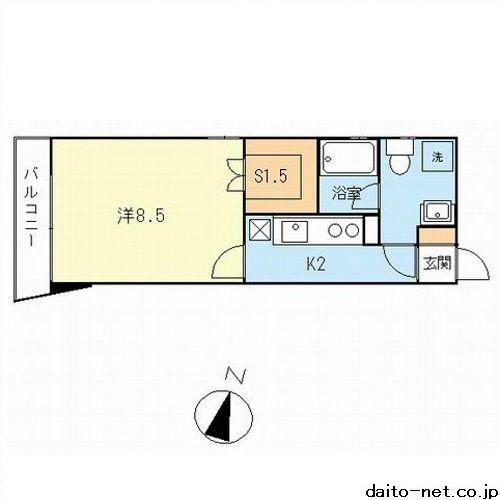 ラヴィータ梶ヶ谷(1SK/2階)の間取り写真
